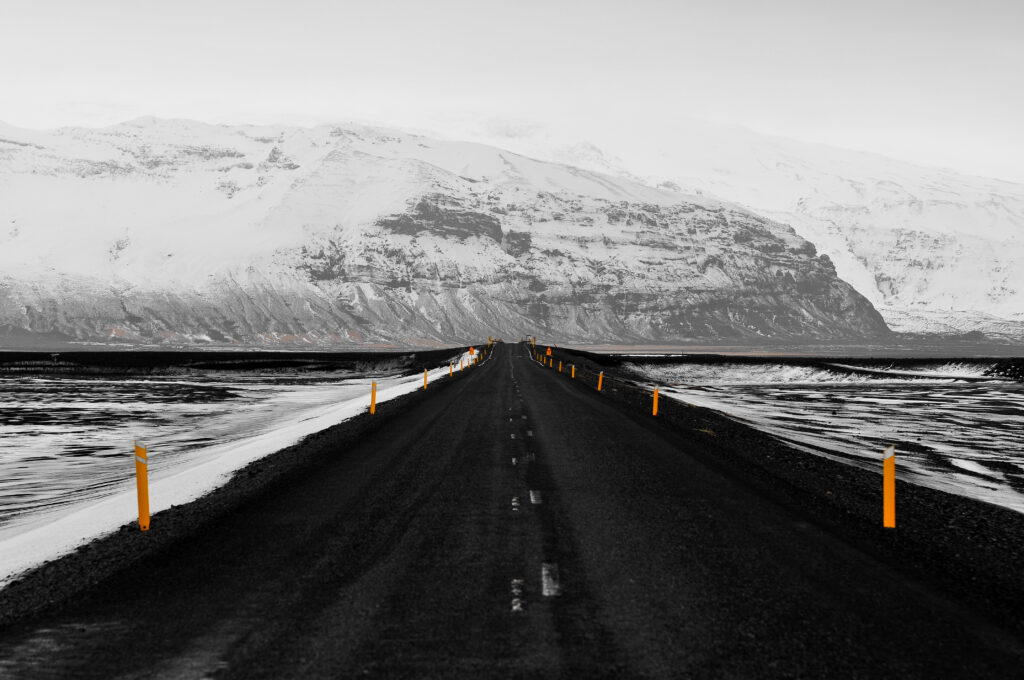 Route enneigée d'Islande